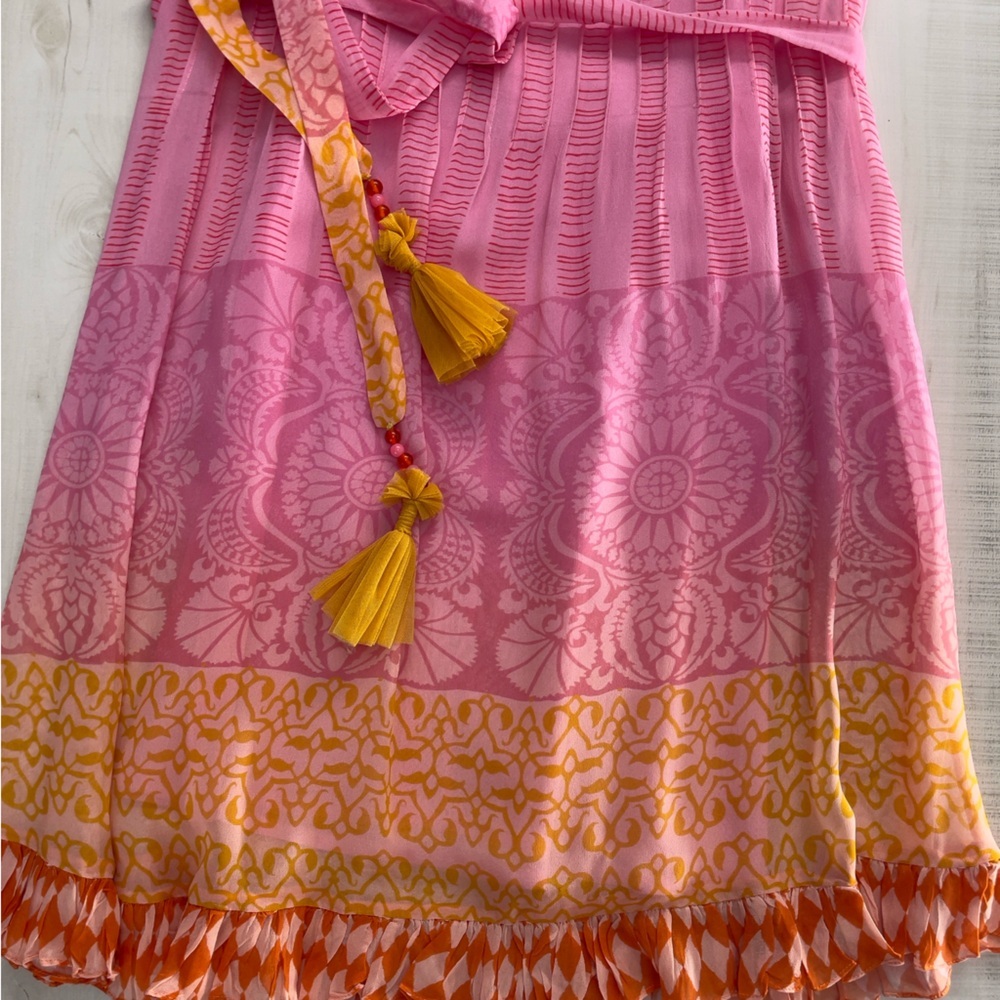 Niki Tlanapan x Anthropologie Lucille silk mini dress printed beautiful xs pink - Picture 6 of 9
